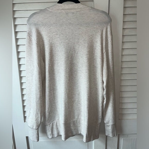 Athleta Purana V-Neck Wrap Sweatshirt Size Small Cream/Gray - Picture 2 of 5